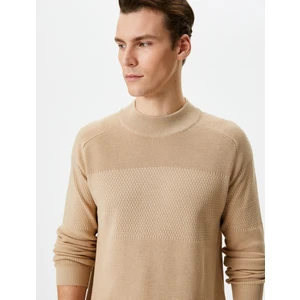 Yarım Balıkçı Yaka Kazak Triko Slim Fit Dokulu