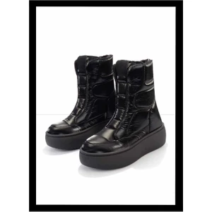 Parlak Siyah Paraşüt  Kadın Bot & Bootie K02102011067