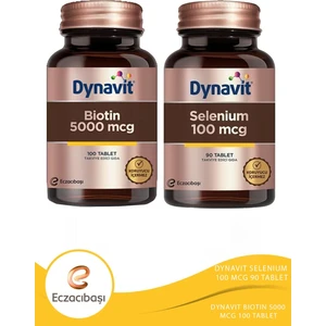 Biotin 5000 Mcg 100 Tablet + Dynavit Selenium 100 Mcg 90 Tablet