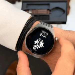 Lion Quality Erkek Gümüş Akıllı Saat Gt4 Max 3 Kordonlu Ios ve Android Uyumlu Deri Silikon Çelik Huawei Watch