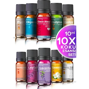 Cem Cosmetics Cem Cosmetics oda Kokusu Buhurdanlık Yağı 10’lu Set 10 X10 ml Aromatik Esansiyel Yağ Serisi