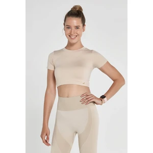 Captiva Yumuşak Dokulu & Esnek Crop Top Bej