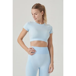 Captiva Yumuşak Dokulu & Esnek Crop Top Mavi