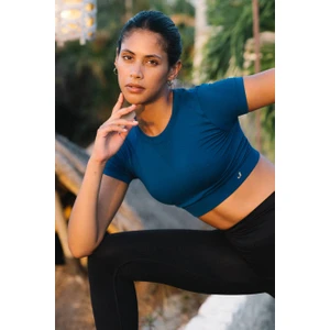 Captiva Yumuşak Dokulu & Esnek Crop Top Solid Lacivert