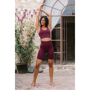 Gela Şekillendirici Sport Biker Tayt Bordo