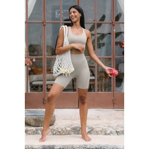 Gela Şekillendirici Sport Biker Tayt Haki