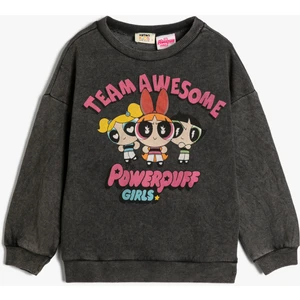 Powerpuff Girls Sweatshirt Lisanslı Uzun Kollu Bisiklet Yaka Şardonlu