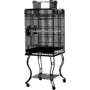 Ayaklı Papağan Kafesi Siyah 54x54x134