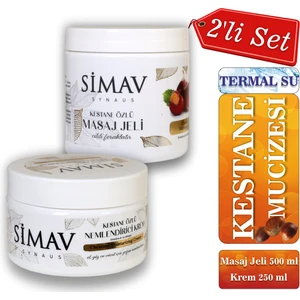 Simav Synaus Kestane Özlü ve Termal Sulu Cilt Bakım Seti 2'li - Krem 250ML + Masaj Jeli 500ML