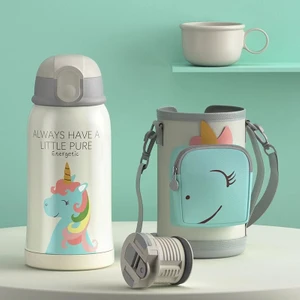 Three Beans Yüksek Değerli 550ML Çift Katmanlı Çocuk Termos Şişesi Dış Mekan Seyahat Karikatür Bardağı 316 Paslanmaz Çelik Termos Bardak, Saman Yalıtımlı Bardak (Yurt Dışından)