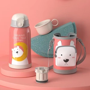 Three Beans Yüksek Değerli 550ML Çift Katmanlı Çocuk Termos Şişesi Dış Mekan Seyahat Karikatür Bardağı 316 Paslanmaz Çelik Termos Bardak, Saman Yalıtımlı Bardak (Yurt Dışından)