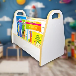 Emdief Home Melis Serisi 2 Raflı Montessori Kitaplık, Iki Taraflı Sandık Kitaplık, Çocuklar Için Kitaplık