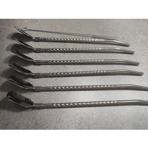 6'lı Paslanmaz Krom Pipetli Kokteyl Bar Kaşığı ve Temizleme Fırçası, Pipetli Latte Kaşığı 22 cm
