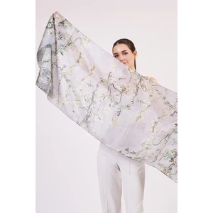 Nomads Felt Vual Ipek Fular | Van Gogh Badem Çiçeği Gri | Nomads Felt