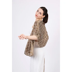 Nomads Felt Saf Ipek Fular | Bronz Kahve | Unisex | Selçuklu Vektörel Yıldız Desen