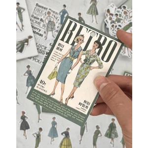 Kağıt Gemi Dükkan Retro Kıyafet Modası 40 Adet Yeşil Paket Sticker Çıkartma bullet Journal scrapbook Vintage