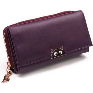 Bukili Bags Büyük Boy Kedi Aksesuarlı Kadın Cüzdanı Çok Bölmeli Kullanışlı Kadın Cüzdanı