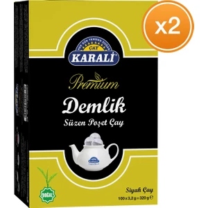 Karali Çay Premium Demlik Poşet Siyah Çay 100'lü x 2 Paket