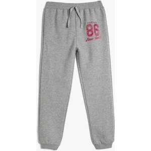 Jogger Eşofman Altı Beli Bağlamalı Sim Baskı Detaylı