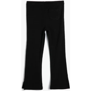 Ispanyol Paça Tayt Basic Ribanalı Yırtmaç Detaylı Pamuklu