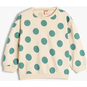 Puantiyeli Sweatshirt Uzun Kollu Bisiklet Yaka Pamuklu