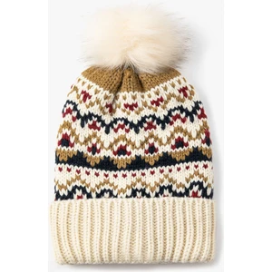 Örgü Bere Ponpon Detaylı Etnik Desenli