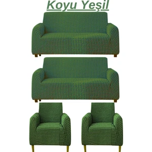 3+3+1+1 Bürümcük Koltuk Takımı Örtüsü. Boydan Eteksiz Streç Esnek Lastikli Çekyat Kanepe Kılıfı