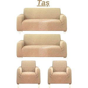 3+3+1+1 Bürümcük Koltuk Takımı Örtüsü. Boydan Eteksiz Streç Esnek Lastikli Çekyat Kanepe Kılıfı