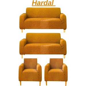 3+3+1+1 Bürümcük Koltuk Takımı Örtüsü. Boydan Eteksiz Streç Esnek Lastikli Çekyat Kanepe Kılıfı