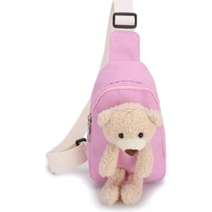 Sevimli Karikatür Tavşan Çocuk Çantası Bel Çantası Kore Moda Moda Çocuk Askılı Çanta Bebek Rahat Kanvas Göğüs Çantası (Yurt Dışından)