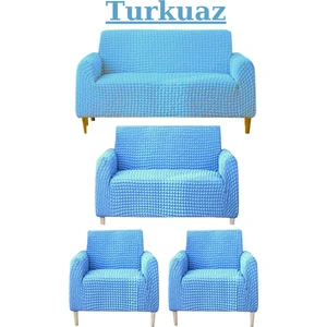 3+2+1+1 Bürümcük Koltuk Takımı Örtüsü. Boydan Eteksiz Streç Esnek Lastikli Çekyat Kanepe Kılıfı