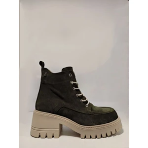 2353302K Kadın Deri Bot Yeşil Bej