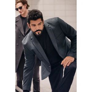 ALTINYILDIZ CLASSICS Erkek Yeşil Slim Fit Dar Kesim Mono Yaka Desenli Yünlü Blazer Ceket