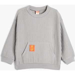 Kapşonlu Basic Sweatshirt Dokulu Kanguru Cepli