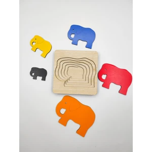 Montessori Katmanlı Puzzle, Tak-Çıkar, Eğitici Puzzle (Fil)