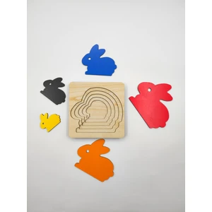Montessori Katmanlı Puzzle, Tak-Çıkar, Eğitici Puzzle (Tavşan)