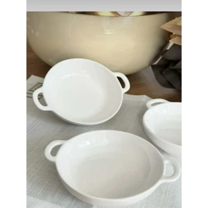 Bune Box Porselen Yuvarlak Meze Tabağı Kahvaltı Sunum / Küçük Boy 3'lü