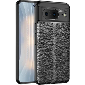 Google Pixel 8 Leather Serisi Deri Efekt Silikon Kılıf - Siyah AL3337
