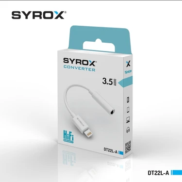 Syrox DT22L-A iphone Lightning To 3.5mm Jack Kulaklık Çevirici Aux Dönüştürücü