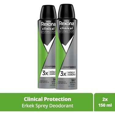 Rexona Men Clinical Protection Erkek Sprey Deodorant Confidence 96 Saat Koruma 150 Ml