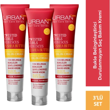 Urban Care Hibiscus & Shea Butter Durulanmayan Krem 3'lü Set Kuru ve Elektriklenen Saçlar İçin