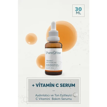 Pure and Fine C Vitamini Aydınlatıcı ve Ton Eşitleyici Bakım Serumu 30 ml %10 Ascorbic