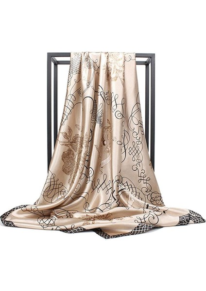 Kadın Ipek Eşarp Kemer Desenli Büyük Kare Saten Başörtüsü Headdress 35", B-3 (Yurt Dışından)