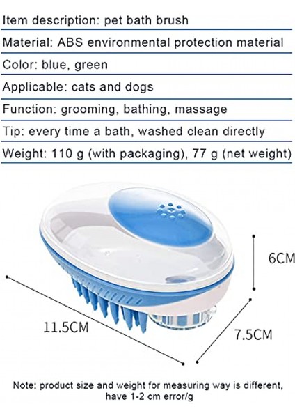 Evcil Hayvan Fırçası 2'si 1 Arada Banyo Masaj Fırçası, Köpek Tarak Silikon Kıllar, Kedi Evcil Hayvan Banyo Fırçası, Gevşek Epilasyon (Mavi) (Yurt Dışından) modelleri