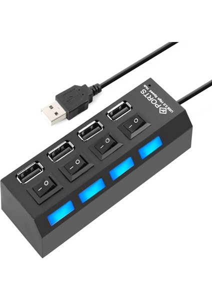 Bağlantı Noktalı USB Hub Ayırıcı USB 2.0 Hub Led'i, 4 Açık/kapalı Anahtarlı (Yurt Dışından)
