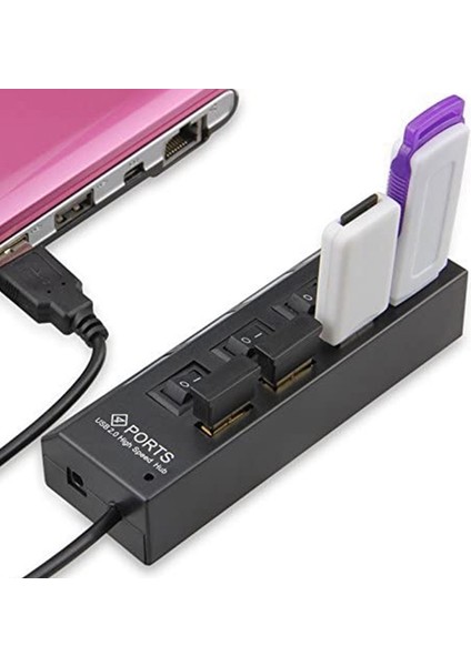 Bağlantı Noktalı USB Hub Ayırıcı USB 2.0 Hub Led'i, 4 Açık/kapalı Anahtarlı (Yurt Dışından) fırsatları