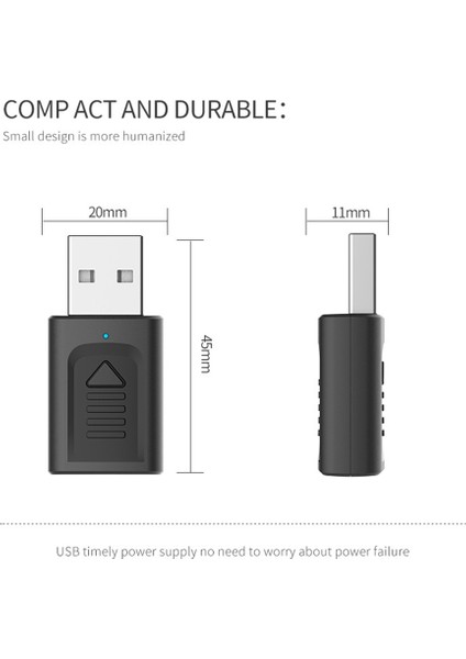 4'ü 1 Arada USB Bluetooth 5.0 Ses Alıcı Verici Adaptörü (Yurt Dışından)