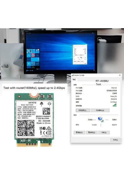 AX1675I Wıfı Kartı + 2xantenna Band Kablosuz Kartı AX211 Win 10 Desteği (Yurt Dışından)