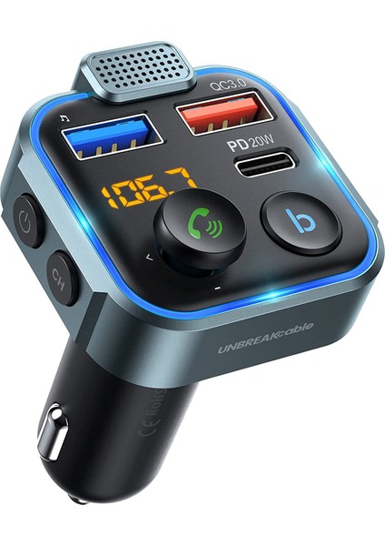 Araba Bluetooth 5.0 Fm Verici, Araba Mp3 Çalar Radyo Müzik Adaptörü (Yurt Dışından)