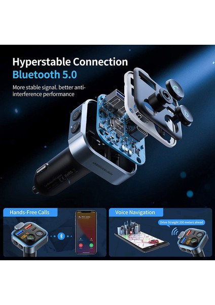 Araba Bluetooth 5.0 Fm Verici, Araba Mp3 Çalar Radyo Müzik Adaptörü (Yurt Dışından) modelleri